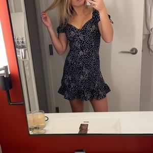 Black polka dot Nasty Gal peasant dress